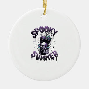 Spooky Summer Funny Meme Skeleton Coffee Funny Sum Ceramic Tree Decoration