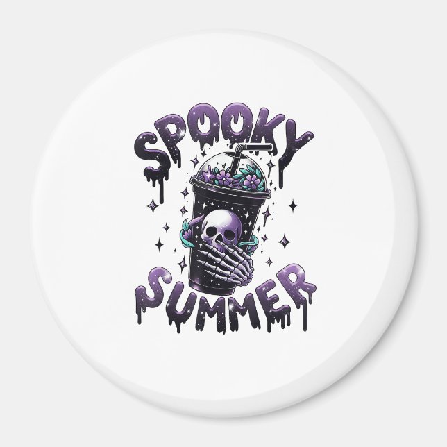 Spooky Summer Funny Meme Skeleton Coffee Funny Sum Magnet (Front)