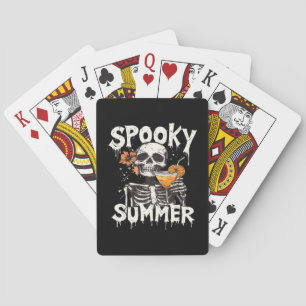 Spooky Summer Funny Meme Skeleton Coffee Summerwee Playing Cards