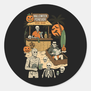 Spooky Summer Halloween Retro Summer Horror Charac Classic Round Sticker