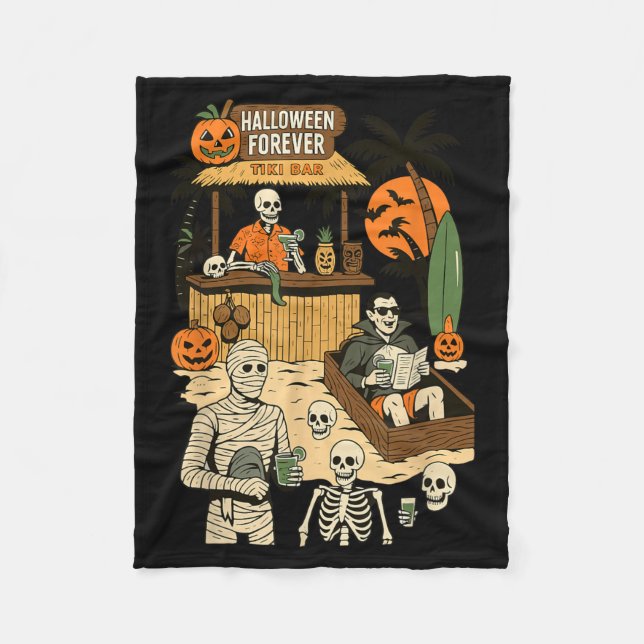 Spooky Summer Halloween Retro Summer Horror Fleece Blanket (Front)