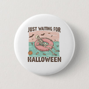 Spooky Summer Skeleton Just Waiting For Halloween  6 Cm Round Badge