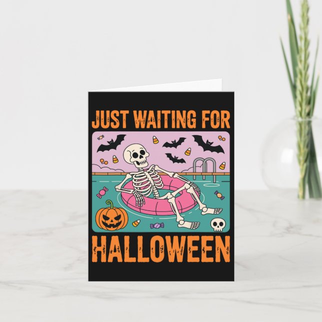Spooky Summer Skeleton Just Waiting For Halloween  Card (Front)
