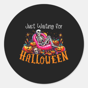 Spooky Summer Skeleton Just Waiting For Halloween Classic Round Sticker