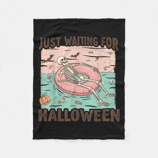 Spooky Summer Skeleton Just Waiting for Halloween Fleece Blanket (Front)