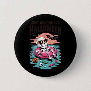 Spooky Summer Skeleton Waiting for Halloween Kids 6 Cm Round Badge