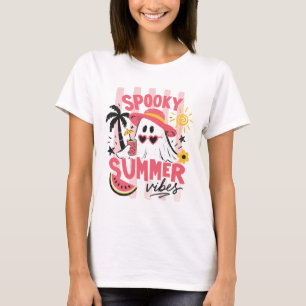 Spooky Summer Vibes Ghost With Sunglasses T-Shirt