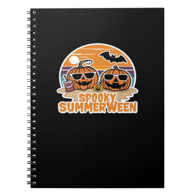 Spooky Summerween - Pumpkins On The Beach Classic Notebook (Front)