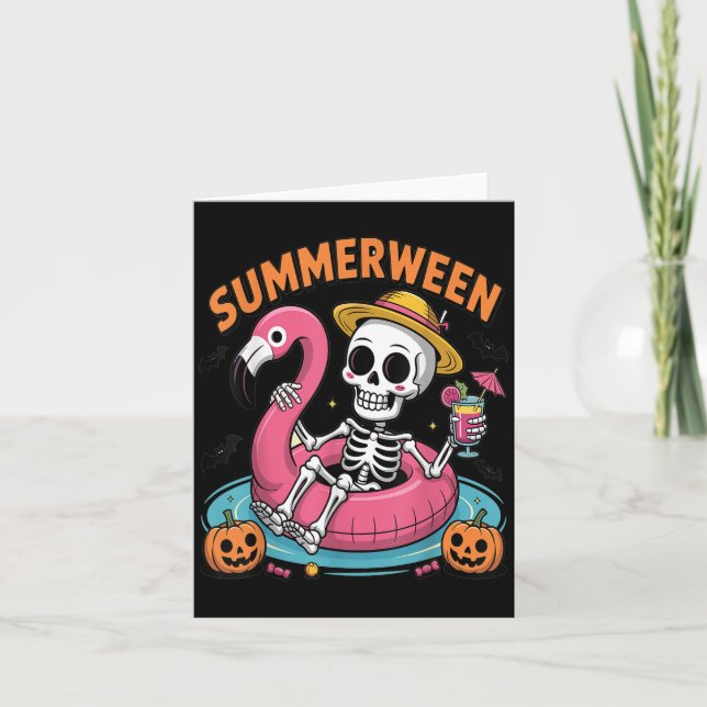 Spooky Summerween Skeleton Just Waiting For Hallow Card (Front)