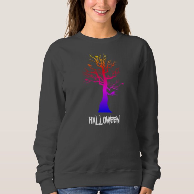 "Spooky Sweater Style: Halloween Tree Chic" (Front)