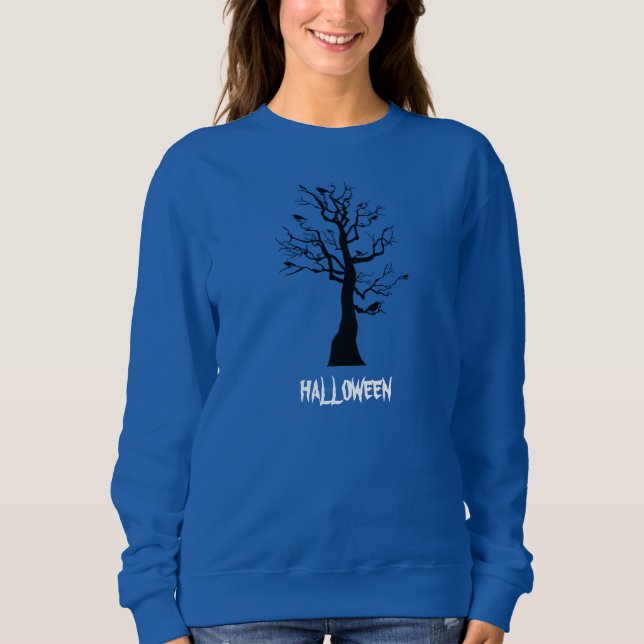  "Spooky Sweater Style: Halloween Tree Chic" (Front)