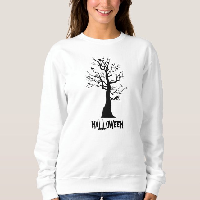 "Spooky Sweater Style: Halloween Tree Chic" (Front)