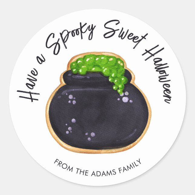 Spooky Sweet Cauldron Sugar Cookie Classic Round Sticker (Front)