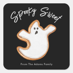 Spooky Sweet Ghost Sugar Cookie Customisable Square Sticker