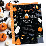 Spooky Sweet Halloween Party Invitation<br><div class="desc">This adorable invitation features a ghost,  jack-o'-lanterns,  and Halloween candy. The words "Halloween Party" are written in a fun and festive font. It's the perfect way to invite your kids' friends to a spooky-sweet Halloween party.</div>