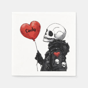 Spooky Sweetheart -Customizable Skull with Balloon Napkin