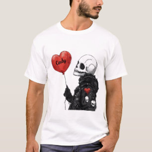 Spooky Sweetheart -Customizable Skull with Balloon T-Shirt