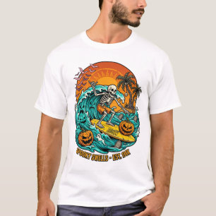 Spooky Swells Est 198x Surfing Skeleton Pumpkins G T-Shirt