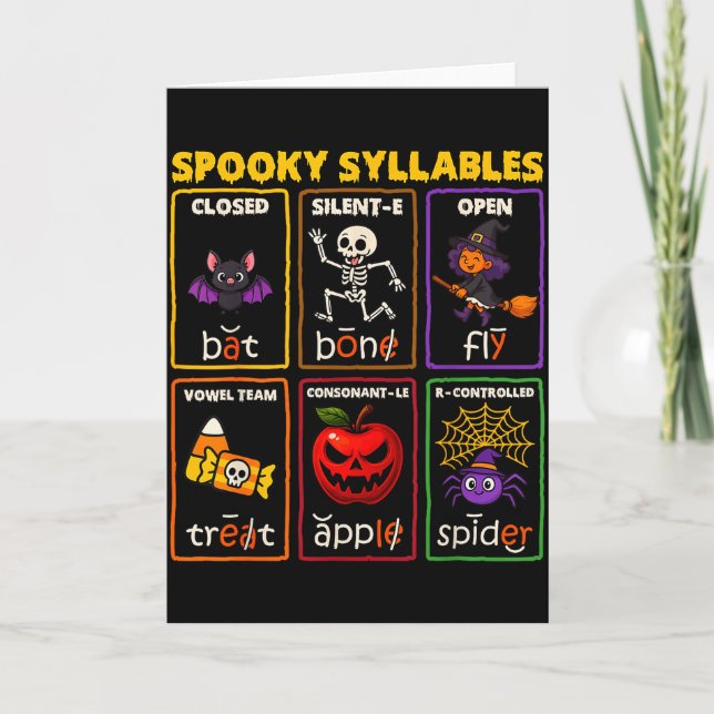 Spooky Syllables Halloween Reading Teacher  Card (Front)