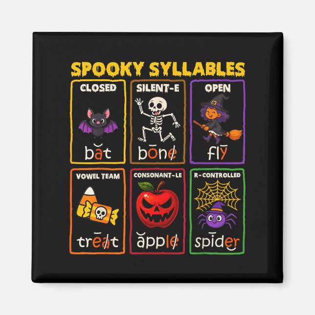 Spooky Syllables Halloween Reading Teacher  Magnet (Front)