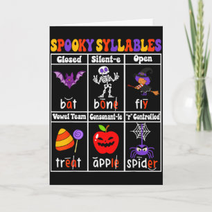 Spooky Syllables Teacher Funny Halloween Education Card