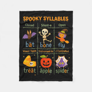Spooky Syllables Teacher Funny Halloween Education Fleece Blanket