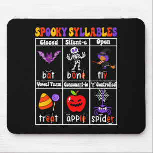 Spooky Syllables Teacher Funny Halloween Education Mouse Pad
