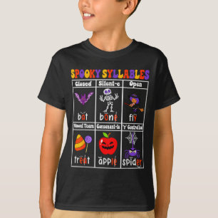 Spooky Syllables Teacher Funny Halloween Education T-Shirt