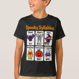 Spooky Syllables Teacher Outfit Halloween Clroom L T-Shirt