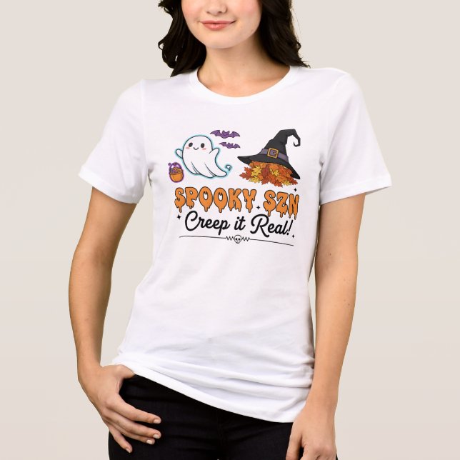 Spooky Szn Ghosts – Cute Halloween Vibe Tee (Front)