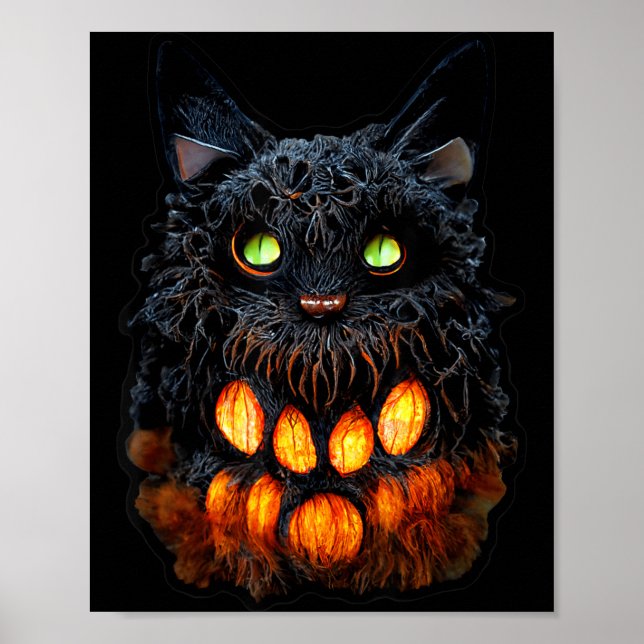 Spooky Szn Jack-O-Lantern Halloween Black Cat Poster (Front)