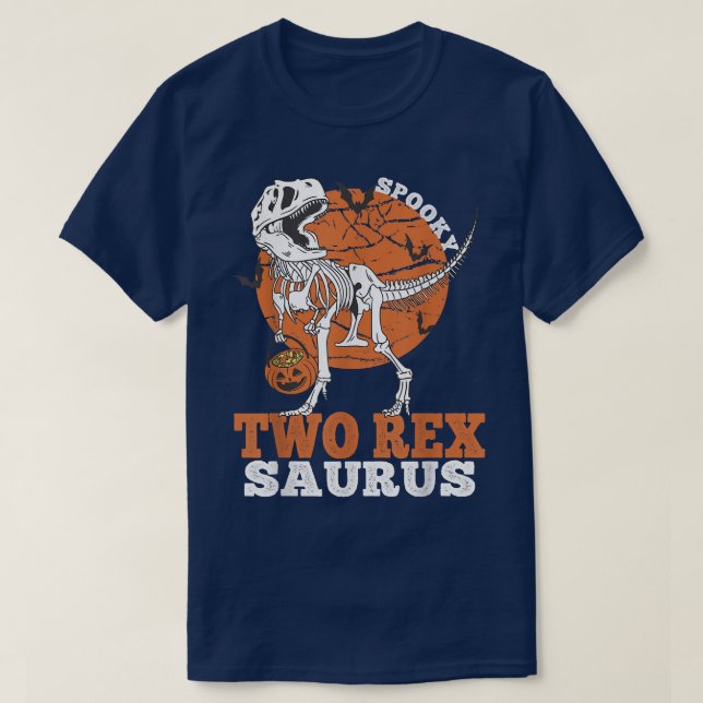 Spooky T Rex Saurus Dinosaur Skeleton T rex Pumpki T-Shirt (Design Front)