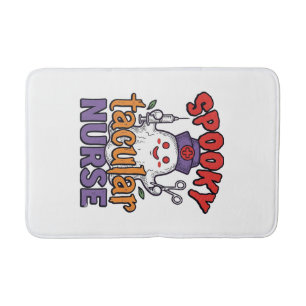Spooky Tacular Nurse Halloween Ghost Shirt Design_ Bath Mat