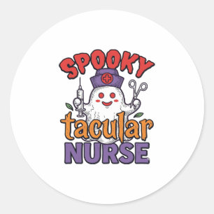 Spooky Tacular Nurse Halloween Ghost Shirt Design_ Classic Round Sticker