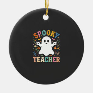 Spooky Teacher Cute Ghost Halloween Design_1 Ceramic Tree Decoration