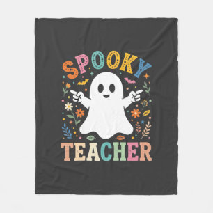 Spooky Teacher Cute Ghost Halloween Design_1 Fleece Blanket