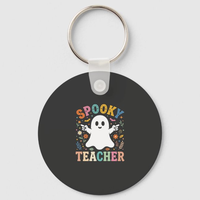Spooky Teacher Cute Ghost Halloween Design_1 Key Ring (Front)