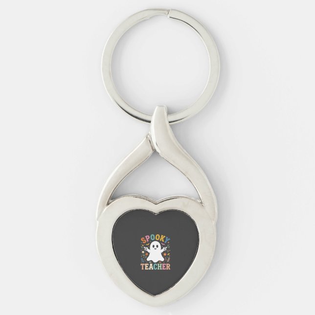 Spooky Teacher Cute Ghost Halloween Design_1 Key Ring (Front)