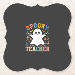Spooky Teacher Cute Ghost Halloween Design_1 Paper Coaster