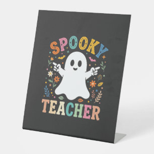 Spooky Teacher Cute Ghost Halloween Design_1 Pedestal Sign