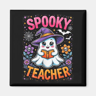 Spooky Teacher Cute Ghost Reading Book Funny Hallo Magnet
