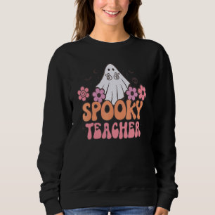 Spooky Teacher Floral Ghost Halloween Costume Tric Sweatshirt