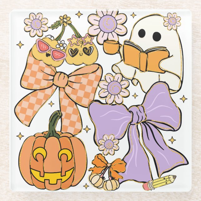 Spooky Teacher Halloween Glass Coaster (Front)