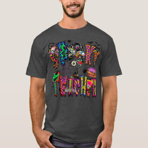 Spooky teacher messy bun Halloween  T-Shirt