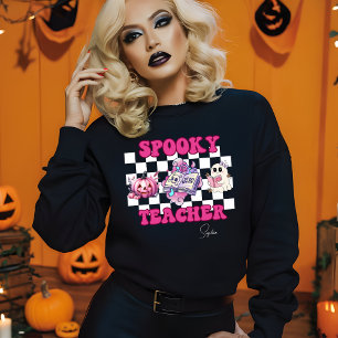 Spooky Teacher Personalised Name Halloween Gift Sweatshirt