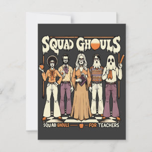 Spooky Teacher Squad Retro-Inspired Halloween Art Postcard