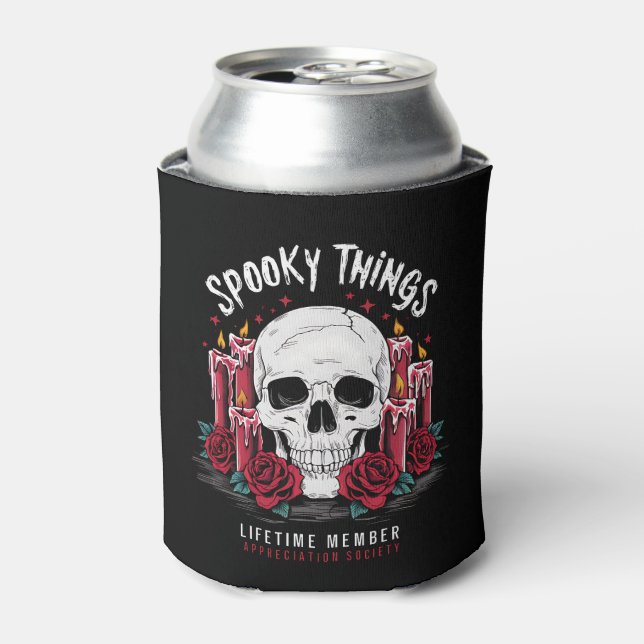 Spooky Things Appreciation Society Skull Roses Can Cooler (Can Front)