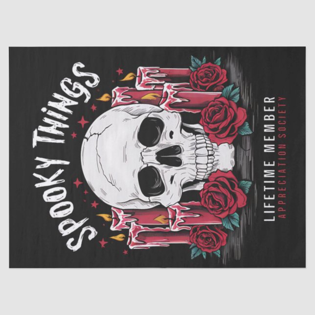 Spooky Things Appreciation Society Skull Roses Tissue Paper (Front)