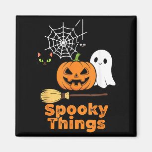 Spooky Things Cute Halloween Pumpkin Ghost Black Magnet
