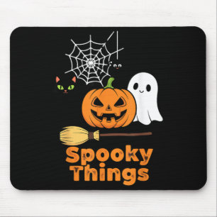 Spooky Things Cute Halloween Pumpkin Ghost Black Mouse Pad